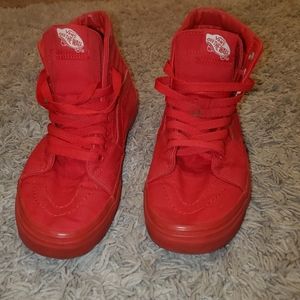 ALL RED High Top Vans